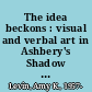 The idea beckons : visual and verbal art in Ashbery's Shadow train /