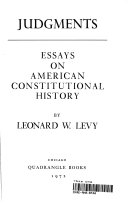 Judgments : essays on American constitutional history /