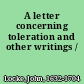 A letter concerning toleration and other writings /