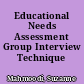 Educational Needs Assessment Group Interview Technique /