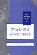The Language of Interpretation Patterns of Discourse in Discussions of Literature /