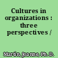 Cultures in organizations : three perspectives /