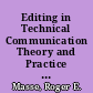 Editing in Technical Communication Theory and Practice in Editing Processes at the Graduate Level /