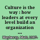 Culture is the way : how leaders at every level build an organization for speed, impact, and excellence /