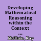 Developing Mathematical Reasoning within the Context of Measurement