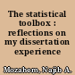 The statistical toolbox : reflections on my dissertation experience /