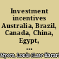 Investment incentives Australia, Brazil, Canada, China, Egypt, France, Germany, Greece, India, Iran, Israel, Japan, Kenya, Mexico, Portugal, Russian Federation, South Korea, Sweden, Taiwan, Turkey, United Kingdom, United States /