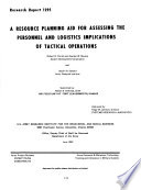 A resource planning aid for assessing the personnel and logistics implications of tactical operations /