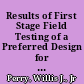 Results of First Stage Field Testing of a Preferred Design for Organizational Effectiveness Studies of Rural, Small Schools
