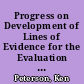 Progress on Development of Lines of Evidence for the Evaluation of Public School Teaching