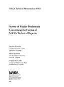 Survey of reader preferences concerning the format of NASA technical reports /