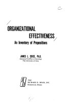Organizational effectiveness : an inventory of propositions /