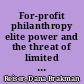 For-profit philanthropy elite power and the threat of limited liability companies, donor-advised funds, and strategic corporate giving /