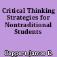 Critical Thinking Strategies for Nontraditional Students