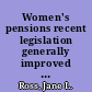 Women's pensions recent legislation generally improved pension entitlement and increased benefits : testimony before the Subcommittee on Retirement Income and Employment, Select Committee on Aging, House of Representatives /
