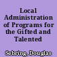 Local Administration of Programs for the Gifted and Talented