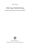Edda, Saga, Skaldendichtung : Aufsätze zur skandinavischen Literatur des Mittelalters /