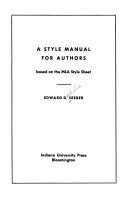 A style manual for authors : [based on the MLA style sheet] /