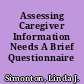 Assessing Caregiver Information Needs A Brief Questionnaire /
