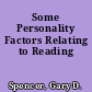 Some Personality Factors Relating to Reading