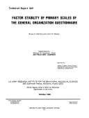 Factor stability of primary scales of the general organization questionnaire