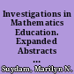 Investigations in Mathematics Education. Expanded Abstracts and Critical Analyses of Recent Research