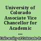 University of Colorado Associate Vice Chancellor for Academic Affairs papers,