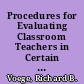 Procedures for Evaluating Classroom Teachers in Certain School Districts in the State of Washington