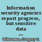 Information security agencies report progress, but sensitive data remains at risk : testimony before Congressional Subcommittees, Committee on Oversight and Government Reform, House of Representatives /